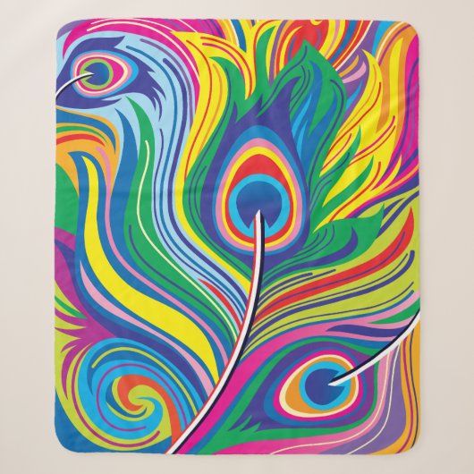 Pauwveren Abstracte Kunst Sherpa Deken (Voorkant)