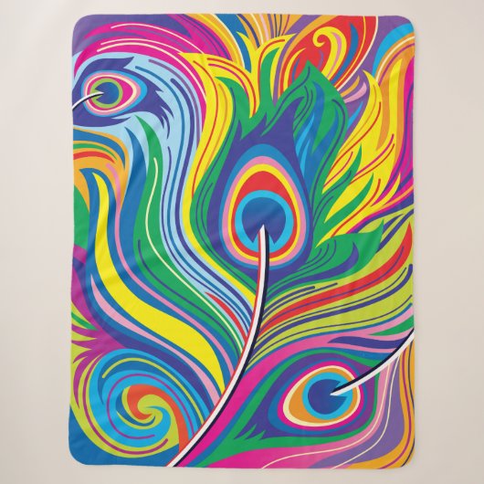 Pauwveren Abstracte Kunst Sherpa Deken (Voorkant)