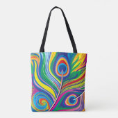 Pauwveren Abstracte Kunst Tote Bag (Achterkant)