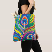 Pauwveren Abstracte Kunst Tote Bag (Dichtbij)