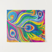 Pauwveren Abstracte Kunst Wandkleed (Voorkant (horizontaal))