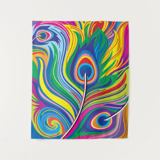 Pauwveren Abstracte Kunst Wandkleed