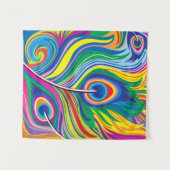 Pauwveren Abstracte Kunst Wandkleed (Voorkant (horizontaal))