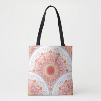 Pauwveren, bloemenrond Ornament. Tote Bag