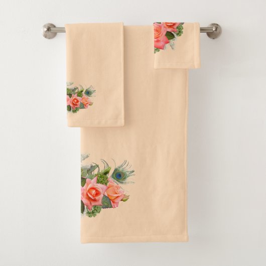 Pauwveren en Rozen Bad Handdoek (Insitu)