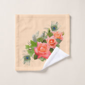 Pauwveren en Rozen Bad Handdoek (Wasdoekje)