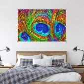 Pauwveren Glas Kunst 1 Canvas Afdruk (Insitu (Slaapkamer))