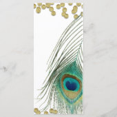 Pauwveren & Goud Boho Glam Feest Menukaart (Achterkant)