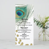 Pauwveren & Goud Boho Glam Feest Menukaart (Staand voorkant)