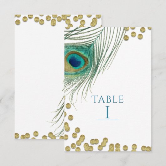 Pauwveren & Goud Boho Glam Tafelnummer (Voorkant / Achterkant)