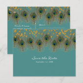 Pauwveren & Goud ELKE KLEUR Save the Date Aankondigingskaart (Voorkant / Achterkant)