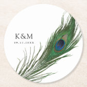 Pauwveren Hanger | Trouwfeest Ronde Kartonnen Onderzetter (Voorkant)