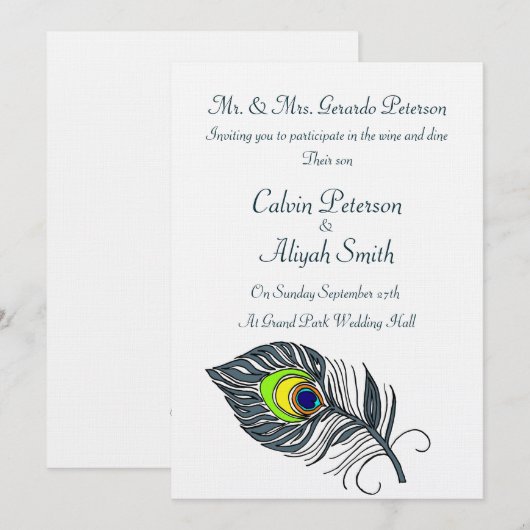 Pauwveren Huwelijk Kaart (Voorkant / Achterkant)