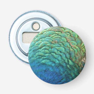Pauwveren I Kleurrijk Abstract Natuurontwerp Button Flesopener