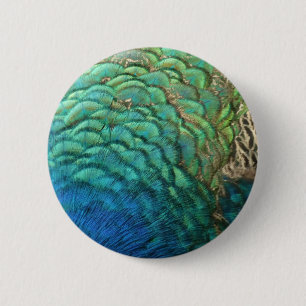 Pauwveren I Kleurrijk Abstract Natuurontwerp Ronde Button 5,7 Cm