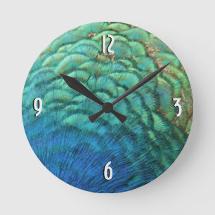 Pauwveren I Kleurrijk Abstract Natuurontwerp Ronde Klok