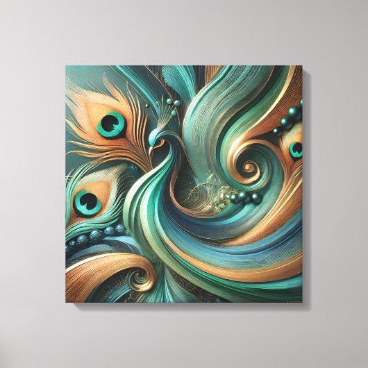 Pauwveren in Abstracte Stroom Canvas Kunst (Voorkant)
