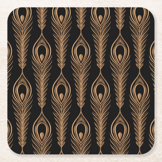 Pauwveren, Luxe Oosters Patroon. Kartonnen Onderzetters (Voorkant)