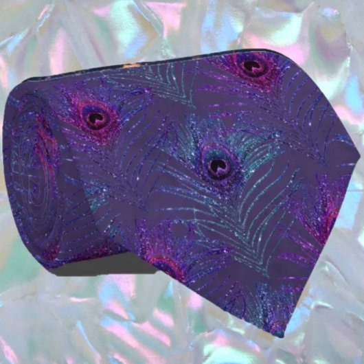 Pauwveren Navy Blauwe Glitter Herenstrik Hals Stropdas