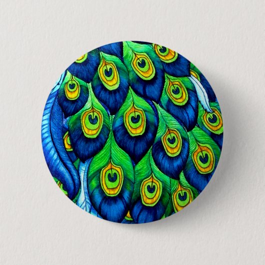 Pauwveren Ontwerp Ronde Button 5,7 Cm (Voorkant)