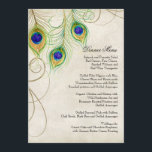 Pauwveren Zwart Damast Huwelijksbriefpapier Menu<br><div class="desc">KLEURENPALET: Zwart, lichtbruin, crème, goud, blauw, groen en paars. ONTWERPCOLLECTIE: Bijpassende formele uitnodigingskaart of dinermenu voor een receptie. Dit is onderdeel van een complete set trouwerijuitnodigingen met bijpassende producten. Deze moderne, eigentijdse uitnodigingen met pauwenveren zijn trendy, elegant en chic. De illustratie is gemaakt van originele aquarel kunst, handgeschilderd door Audrey...</div>