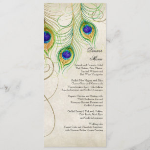Pauwveren Zwart Damast Trouwstationery Kaart