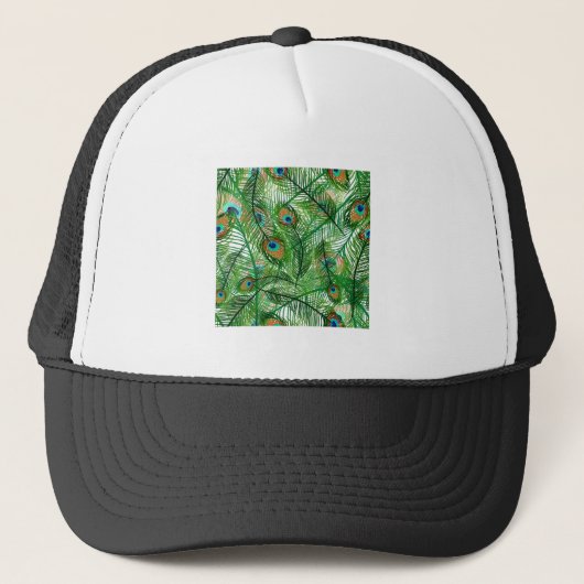 Pauwverenpatroon Trucker Pet (Voorkant)