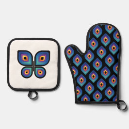 Pauwvlame (Patroon) Ovenwant & Pannenlap Set