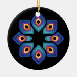 Pauwvlame (radiaal) keramisch ornament