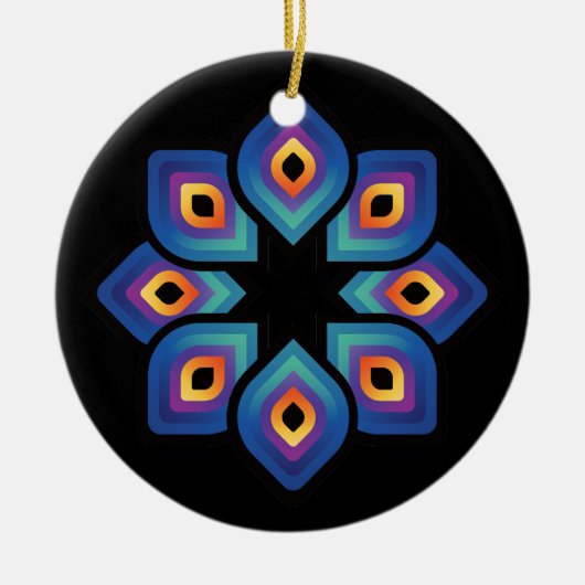Pauwvlame (radiaal) keramisch ornament (Voorkant)