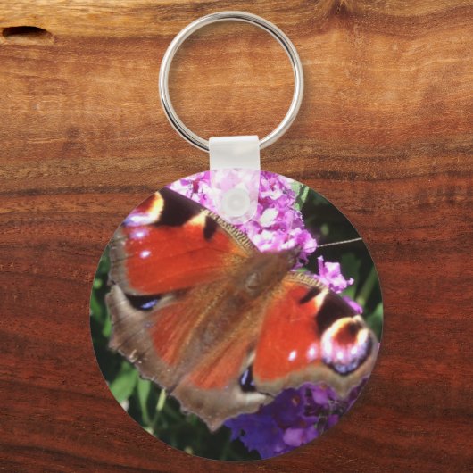 Pauwvlinder en Buddleia Sleutelhanger (Achterkant)