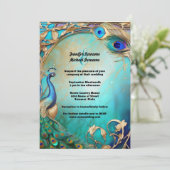 pauwvogelveren art nouveau kaart (Staand voorkant)