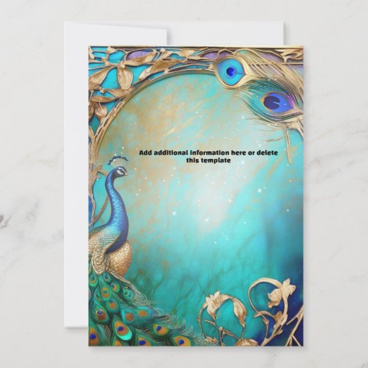 pauwvogelveren art nouveau kaart (Achterkant)