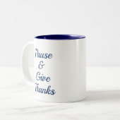 Pauze en geef de mok van Bedankt (Voorkant links)