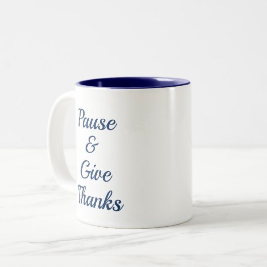Pauze en geef de mok van Bedankt (Voorkant links)