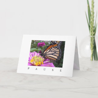 Pauze Kaart: Monarch op Pink Zinnia Kaart