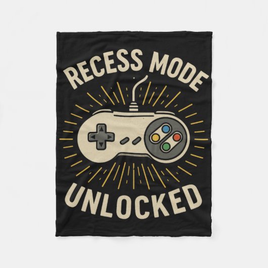Pauze Modus Ontgrendeld Retro School Gamer Control Fleece Deken (Voorkant)