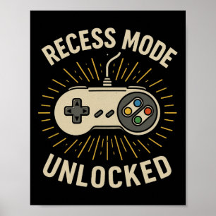 Pauze Modus Ontgrendeld Retro School Gamer Control Poster