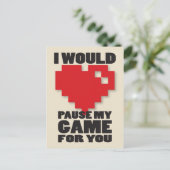Pauze My Game Gamer Nerdy Valentijnse Kaart (Staand voorkant)