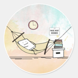 Pauze, resetten, opladen ronde sticker