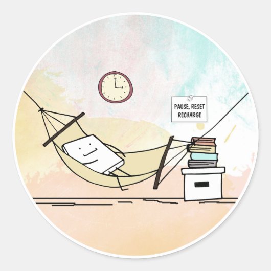 Pauze, resetten, opladen ronde sticker (Voorkant)