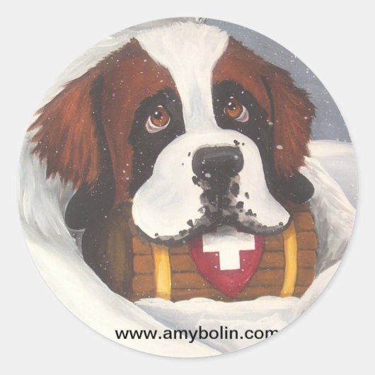 Pauze tijd Sint Bernards, Hond, Sint Bernard Ronde Sticker (Voorkant)