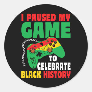 Pauze Voor Black History Month Jongens Kids Gamer Ronde Sticker