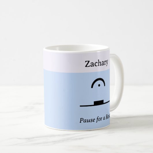 Pauze voor een Rust Humoristische Grappige Muzikal Koffiemok (Voorkant rechts)