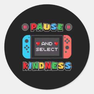 Pauzeer En Kies Vriendelijkheid Gamer Anti Pesten Ronde Sticker