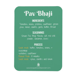 Pav Bhaji Receptenmagneet voor Instant Pot Magneet
