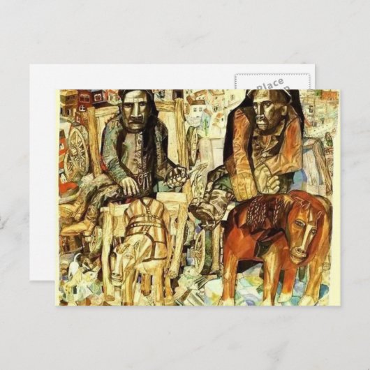 Pavel Filonov - De Dray Mannen Briefkaart (Voorkant / Achterkant)