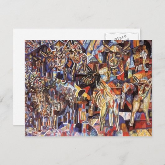 Pavel Filonov- Dieren Briefkaart (Voorkant / Achterkant)