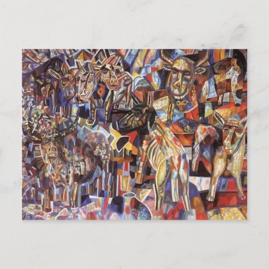 Pavel Filonov- Dieren Briefkaart (Voorkant)