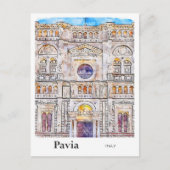 Pavia Italië Travel Waterverf Hand getekend Briefkaart (Voorkant)